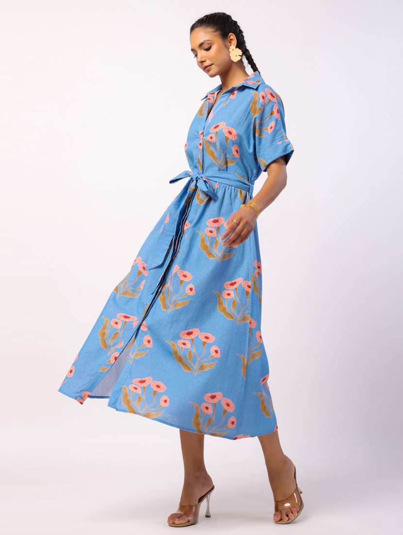 women printed short sleeve a-line ethnic dress - 21954648 - Standard Image - 1