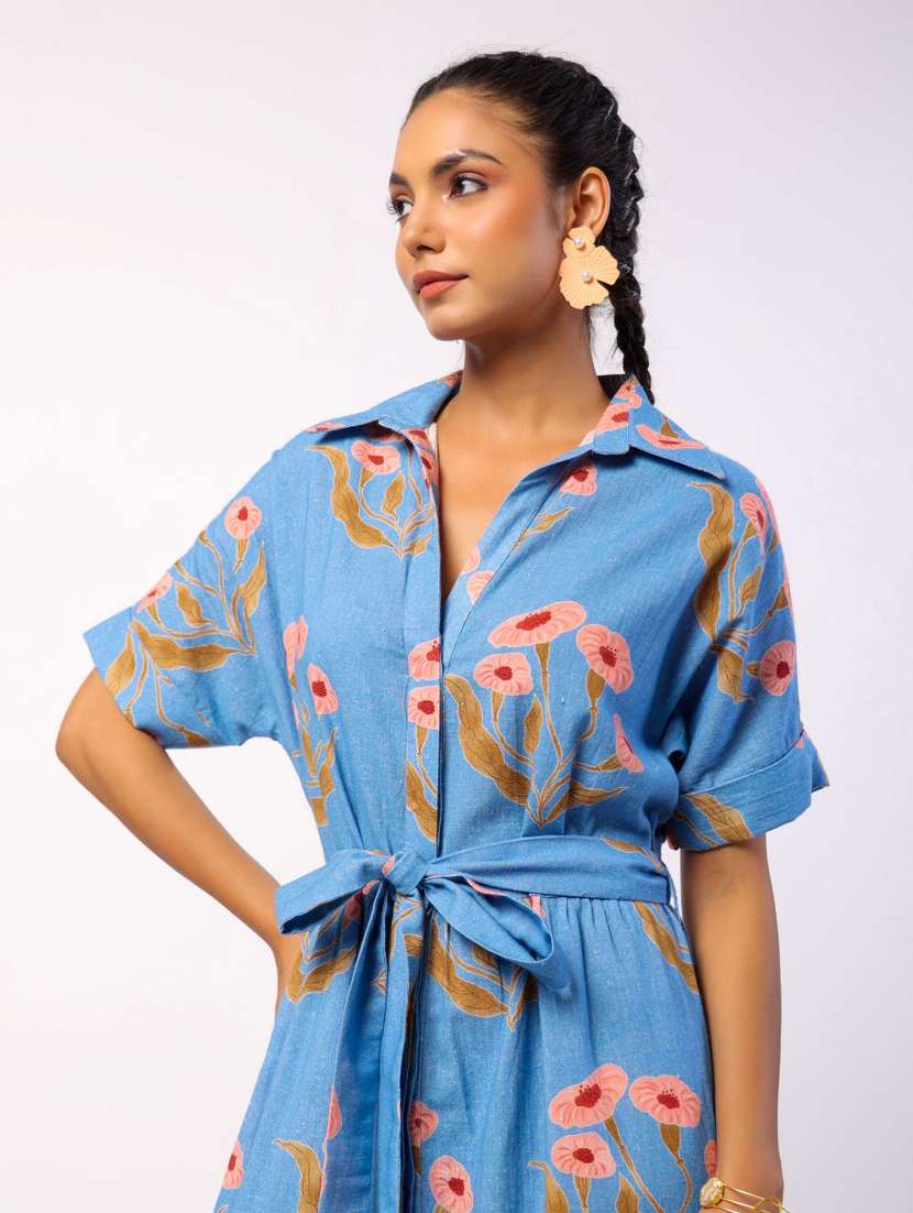 women printed short sleeve a-line ethnic dress - 21954648 - Standard Image - 4