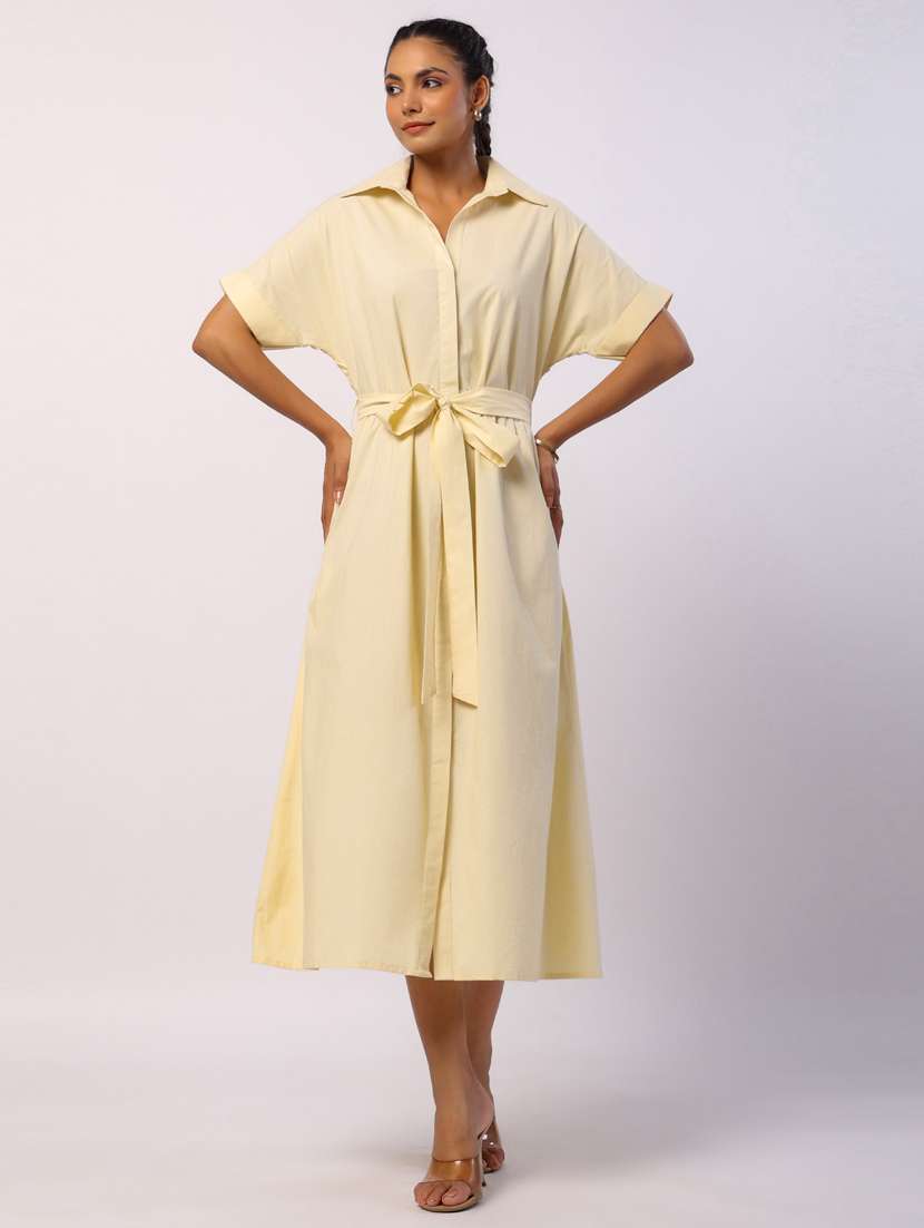 women solid short sleeve a-line ethnic dress - 21954650 - Standard Image - 1
