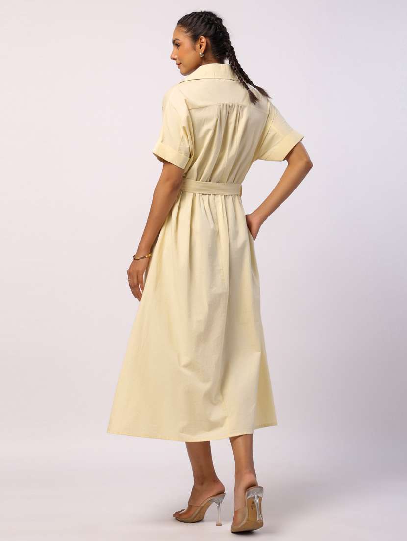 women solid short sleeve a-line ethnic dress - 21954650 - Standard Image - 4
