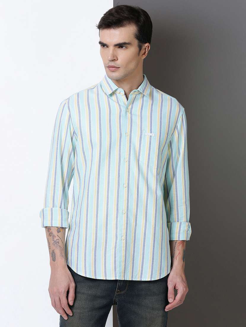men striped long sleeve regular fit casual shirt - 21954652 -  Standard Image - 1