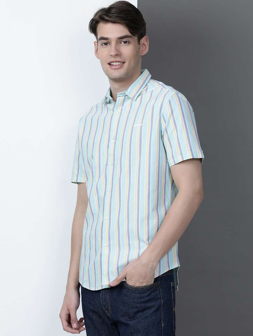 men striped short sleeve regular fit casual shirt - 21954666 -  Standard Image - 1