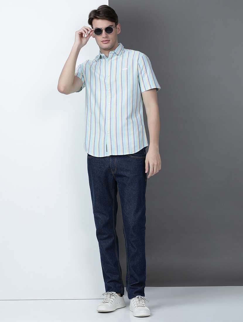 men striped short sleeve regular fit casual shirt - 21954666 -  Standard Image - 4