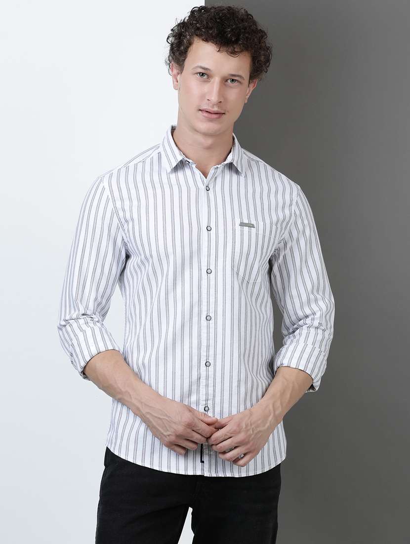 men striped long sleeve regular fit casual shirt - 21954671 -  Standard Image - 1