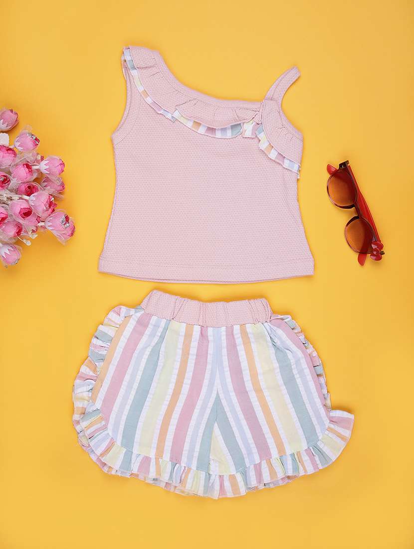 girls striped top & shorts twin set - 21954917 -  Standard Image - 1