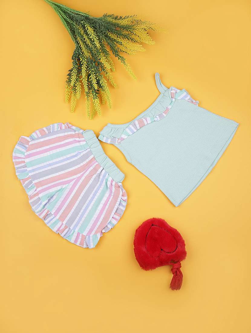 girls striped top & shorts twin set - 21954918 -  Standard Image - 1