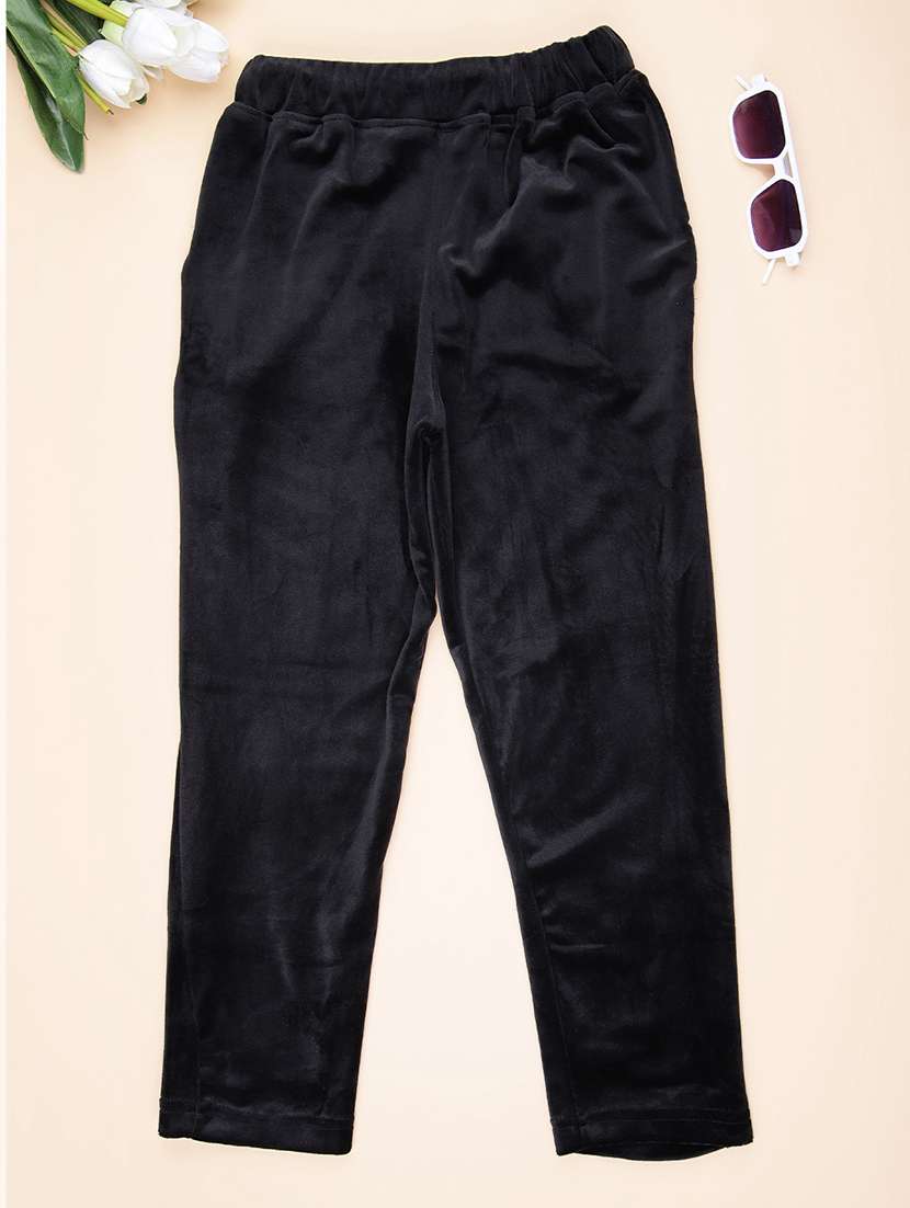 girls solid mid rise winterwear trouser - 21954935 -  Standard Image - 1