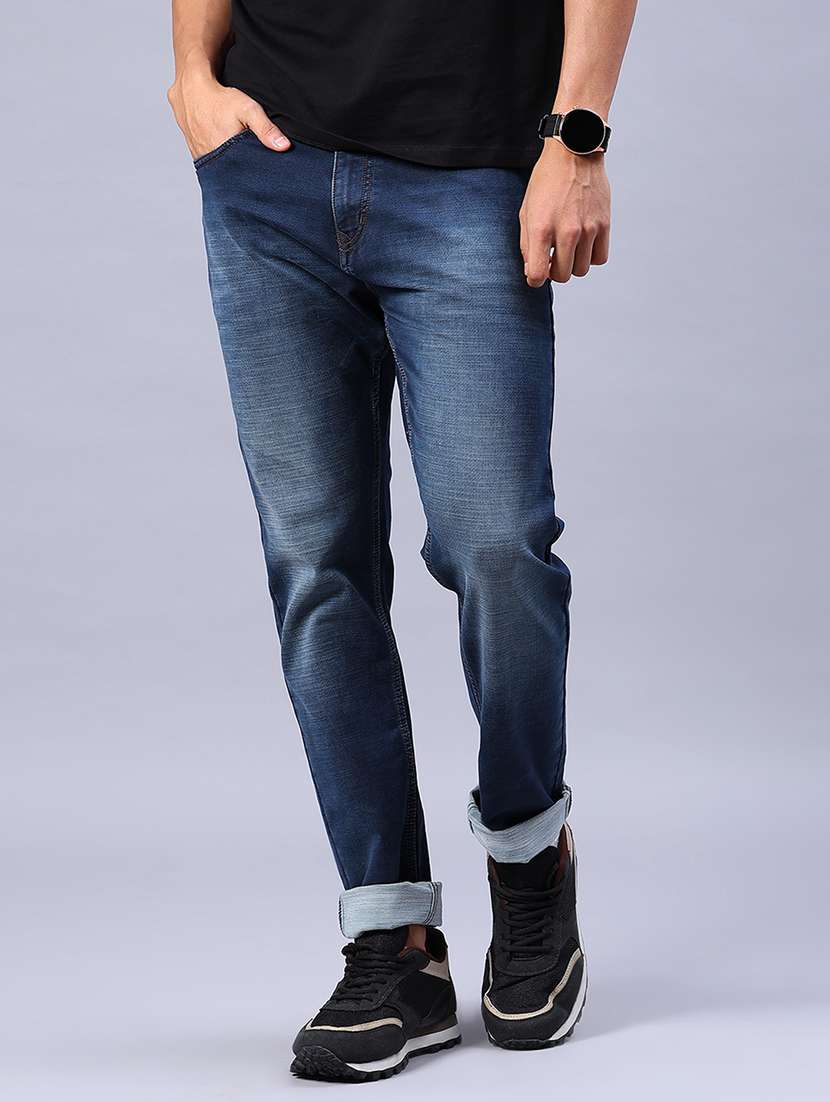 men washed mid rise slim fit jeans