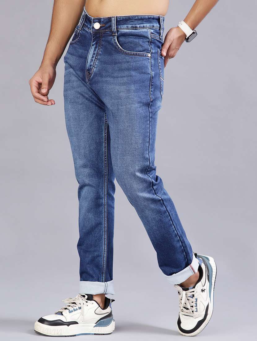 men washed mid rise slim fit jeans - 21955689 -  Standard Image - 1