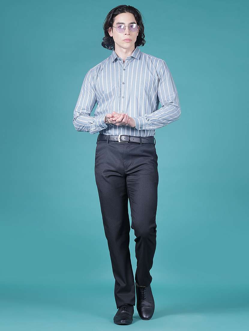 men striped collared long sleeve formal shirt - 21955692 -  Standard Image - 4