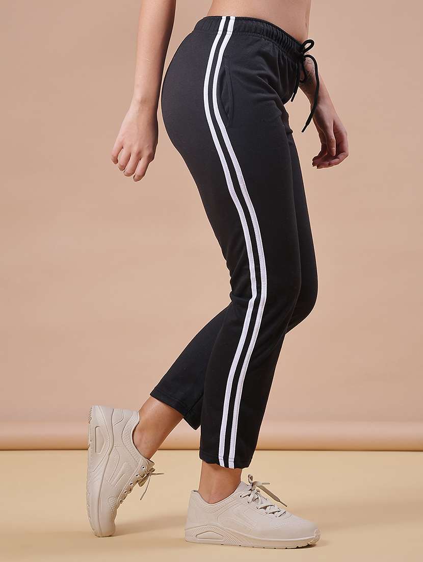 women black tapered mid rise regular track pant - 21955743 -  Standard Image - 1
