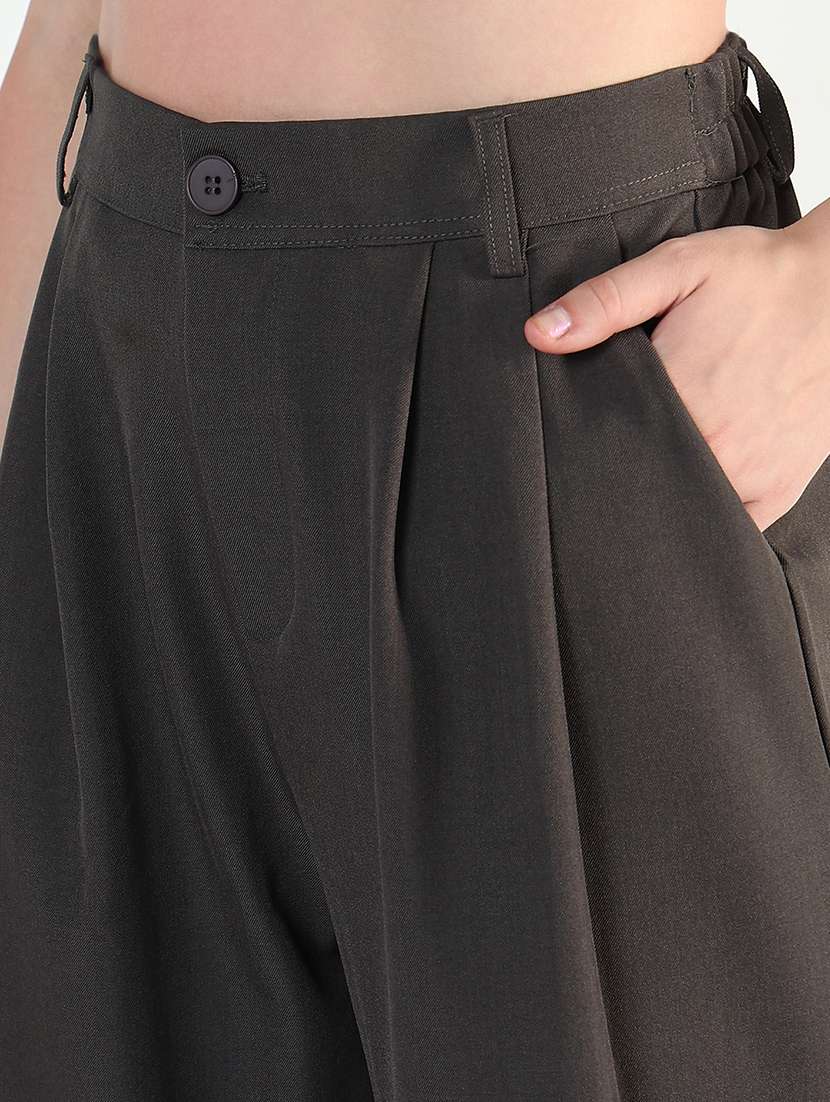 women's charcoal pleated wide leg formal trousers - 21955768 -  Standard Image - 4