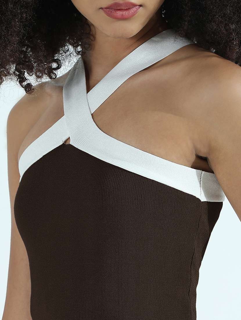 wome brown solid top and skirt co-ord set - 21955771 -  Standard Image - 6