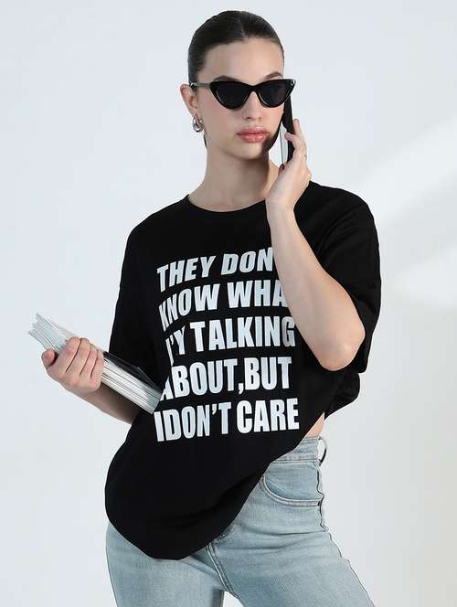 women printed drop shoulder oversized t-shirt - 21955778 - Standard Image - 0