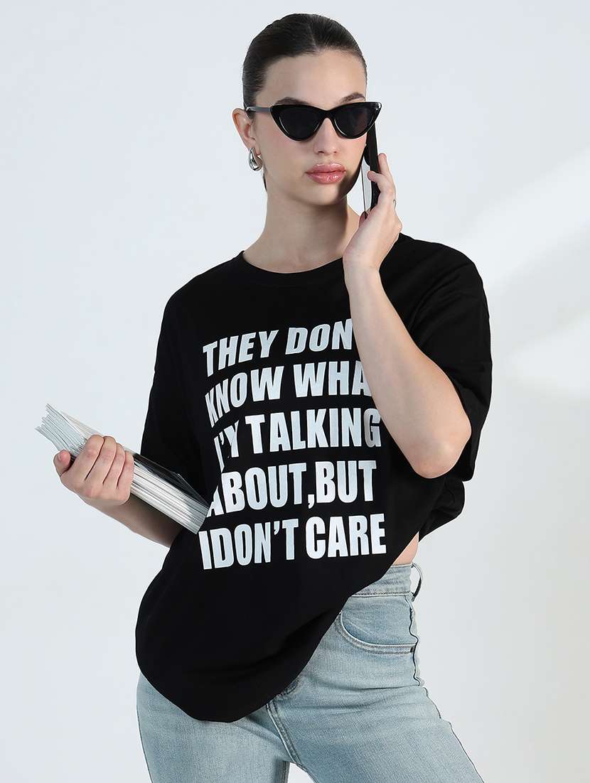 women printed drop shoulder oversized t-shirt - 21955778 - Zoom Image - 0