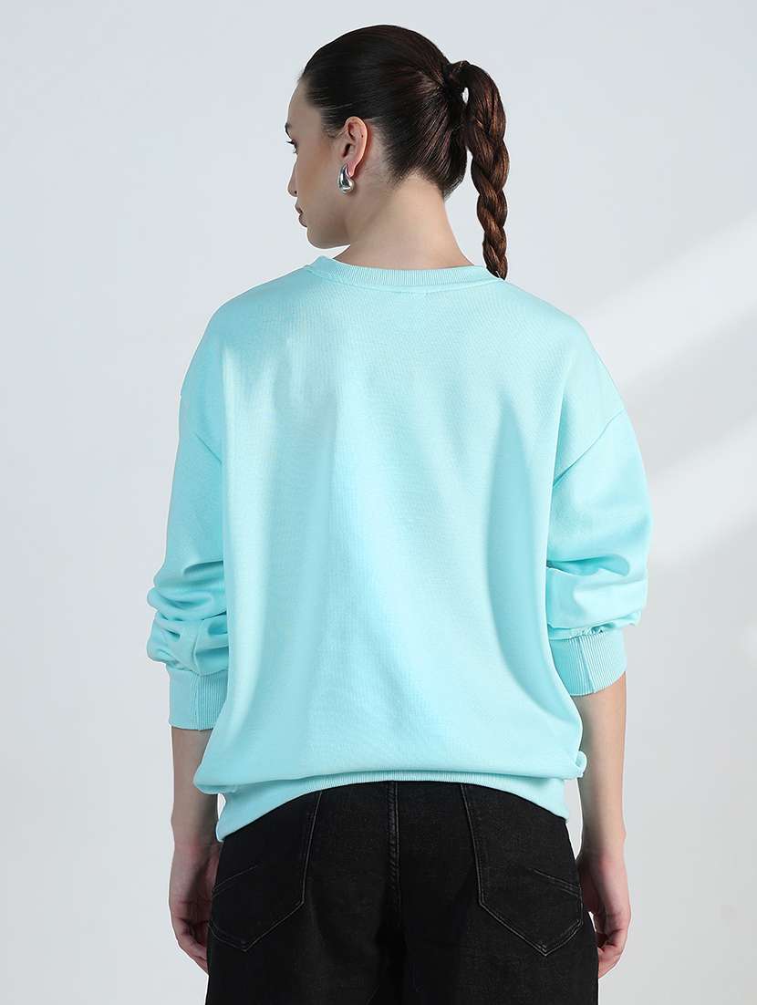 women solid long sleeve loose fit sweatshirt - 21955785 - Standard Image - 4