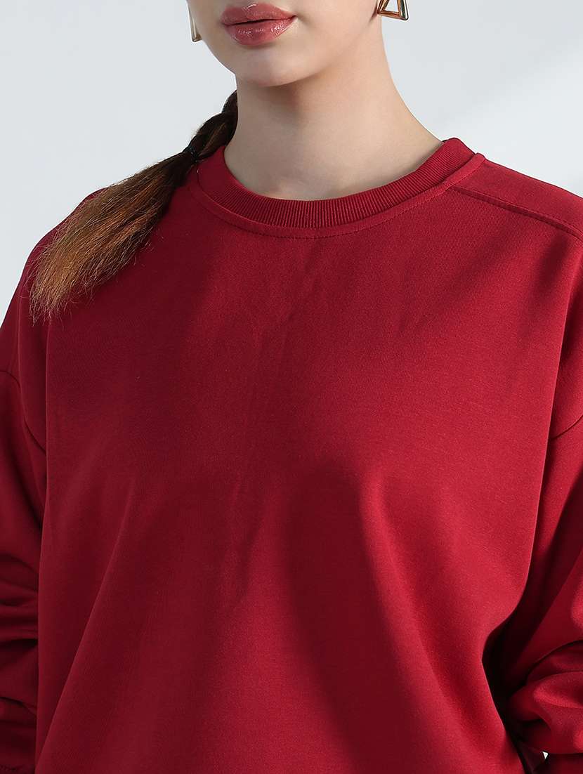 women solid long sleeve loose fit sweatshirt - 21955786 -  Standard Image - 4