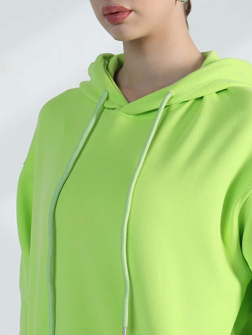 women solid long sleeve loose fit hooded sweatshirt - 21955787 - Standard Image - 4