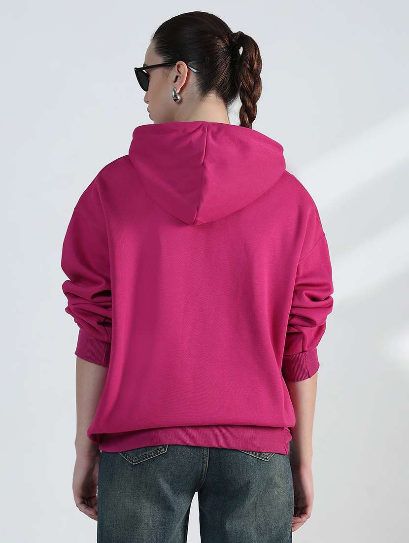 women solid long sleeve loose fit hooded sweatshirt - 21955789 - Standard Image - 4