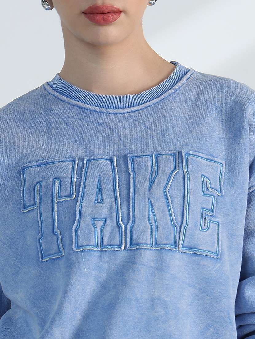 women typographic print long sleeve loose fit sweatshirt - 21955793 -  Standard Image - 4