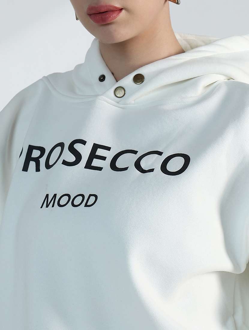 women typographic print loose fit hooded sweatshirt - 21955795 -  Standard Image - 4