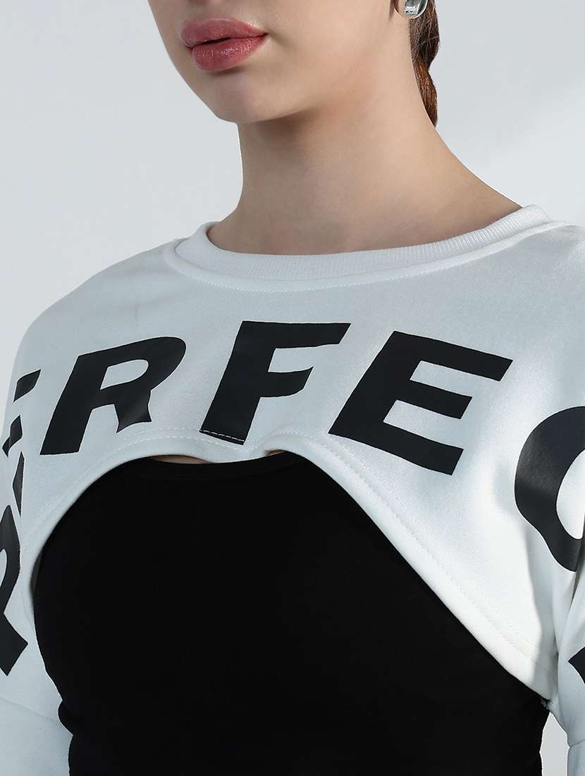 women printed long sleeve crop sweatshirt with tank top - 21955816 -  Standard Image - 4