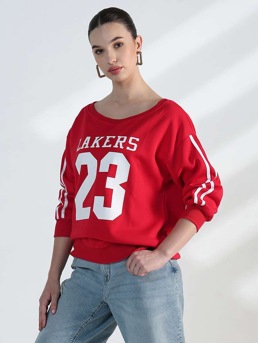 women printed long sleeve loose fit sweatshirt  - 21955822 -  Standard Image - 1