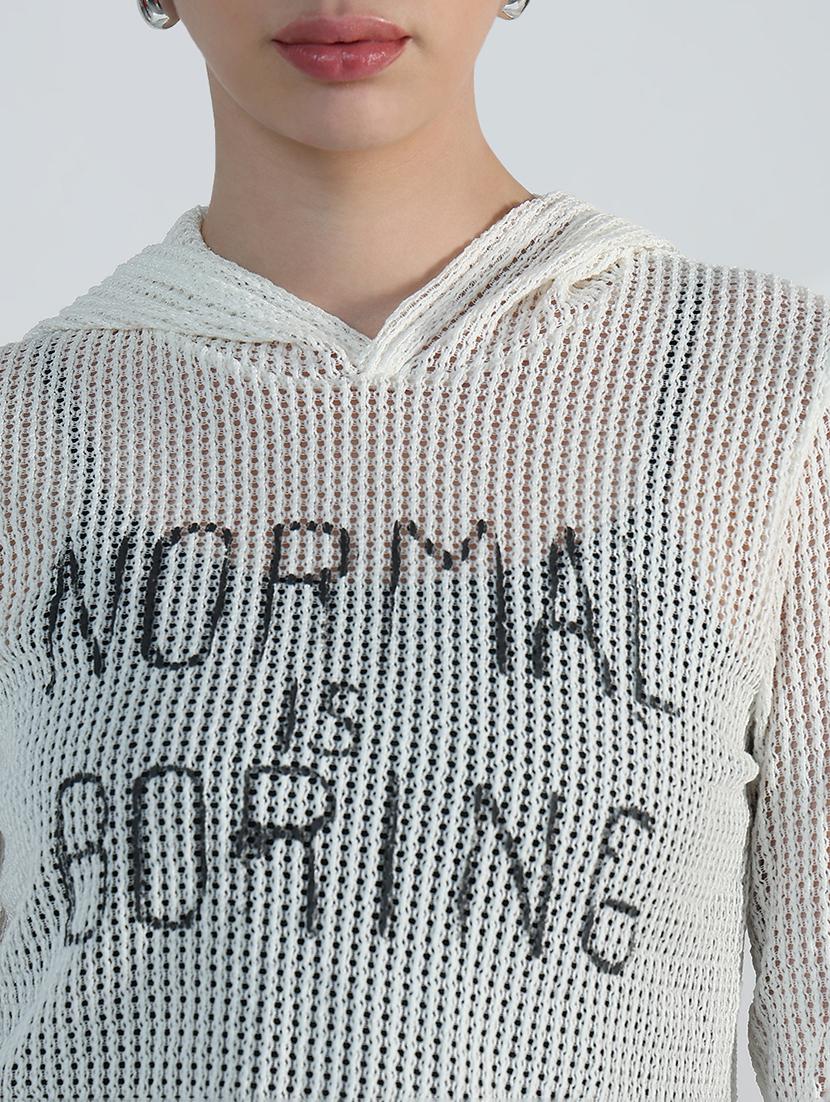women typography regular hooded crop top with tank top - 21955828 - Standard Image - 4