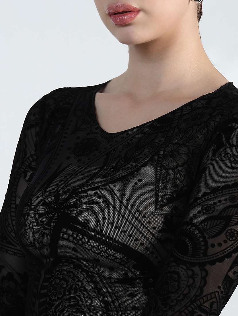 women printed long sleeve crop top - 21955836 -  Standard Image - 4