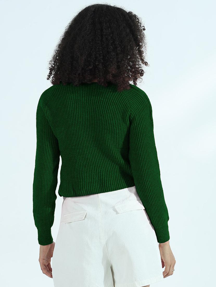 women solid long sleeve crop pullover - 21955843 - Standard Image - 4