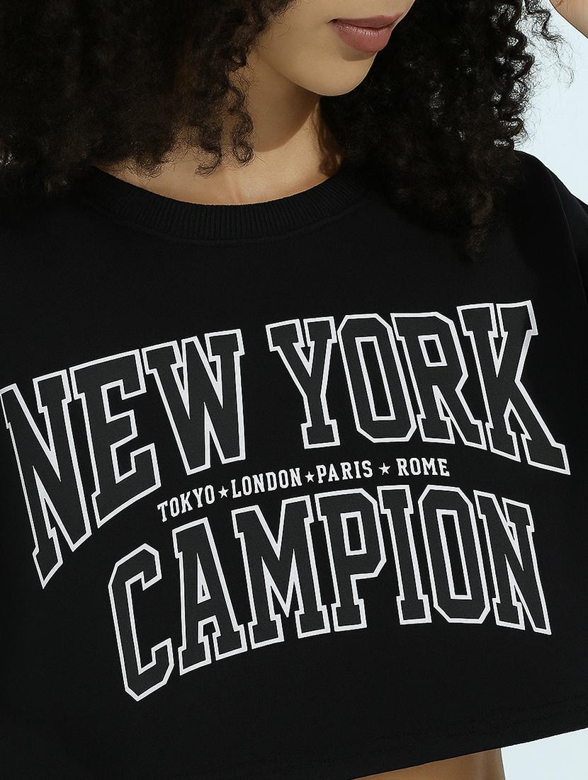 women printed long sleeve cropped sweatshirt - 21955851 - Standard Image - 4