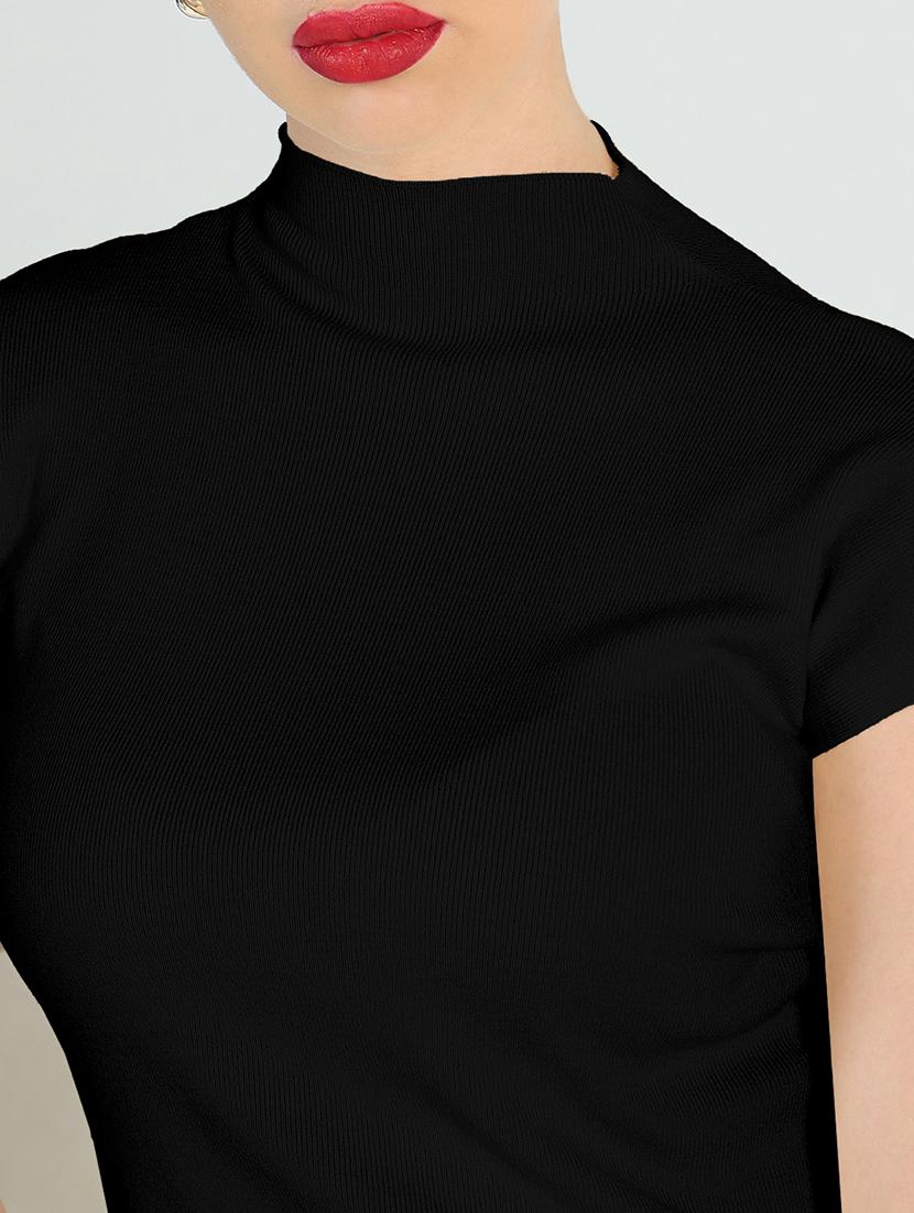 women black solid mock neck top - 21955854 - Standard Image - 4