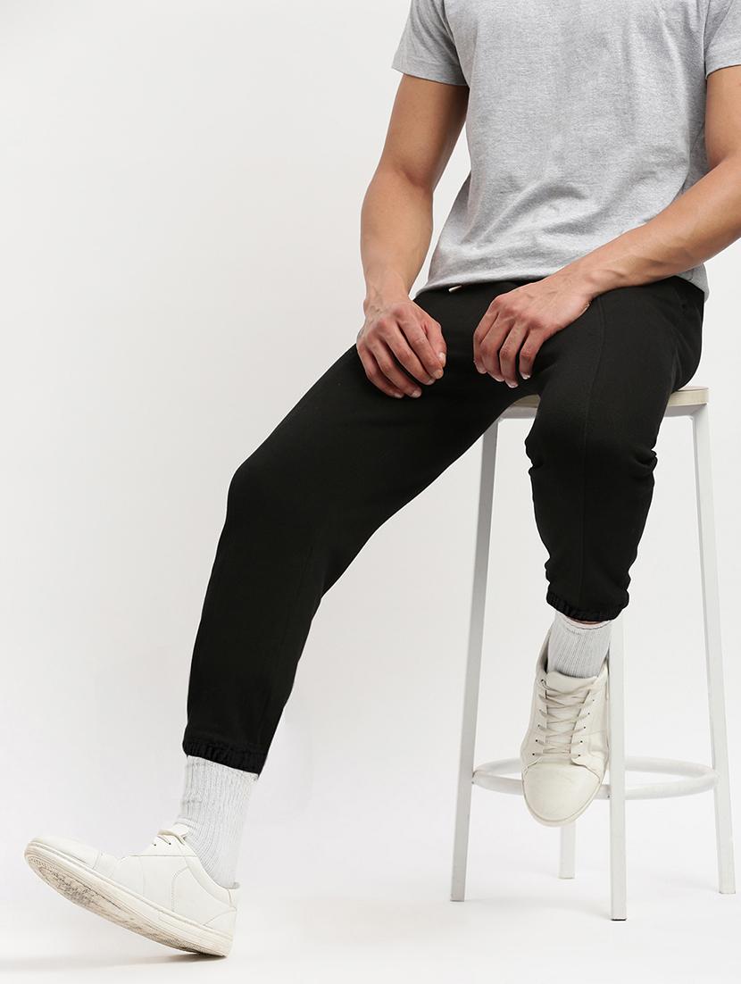 men black solid mid rise full length jogger - 21955897 -  Standard Image - 1