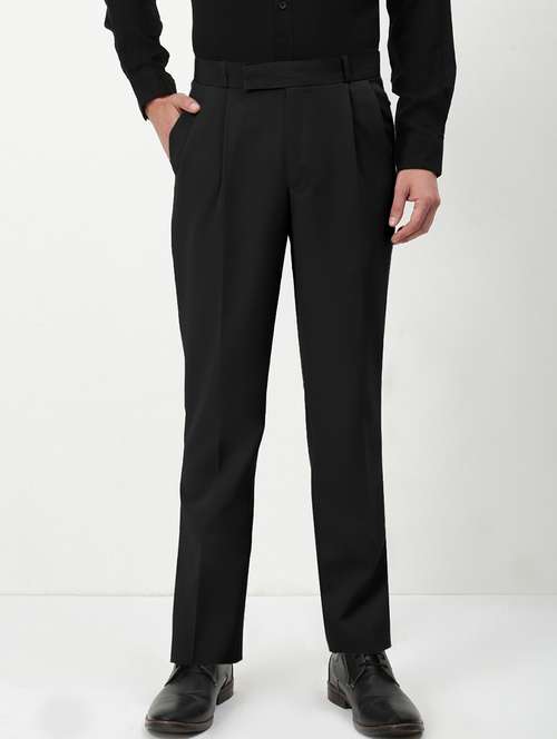 men solid mid rise pleated formal trouser - 21955940 -  Standard Image - 0