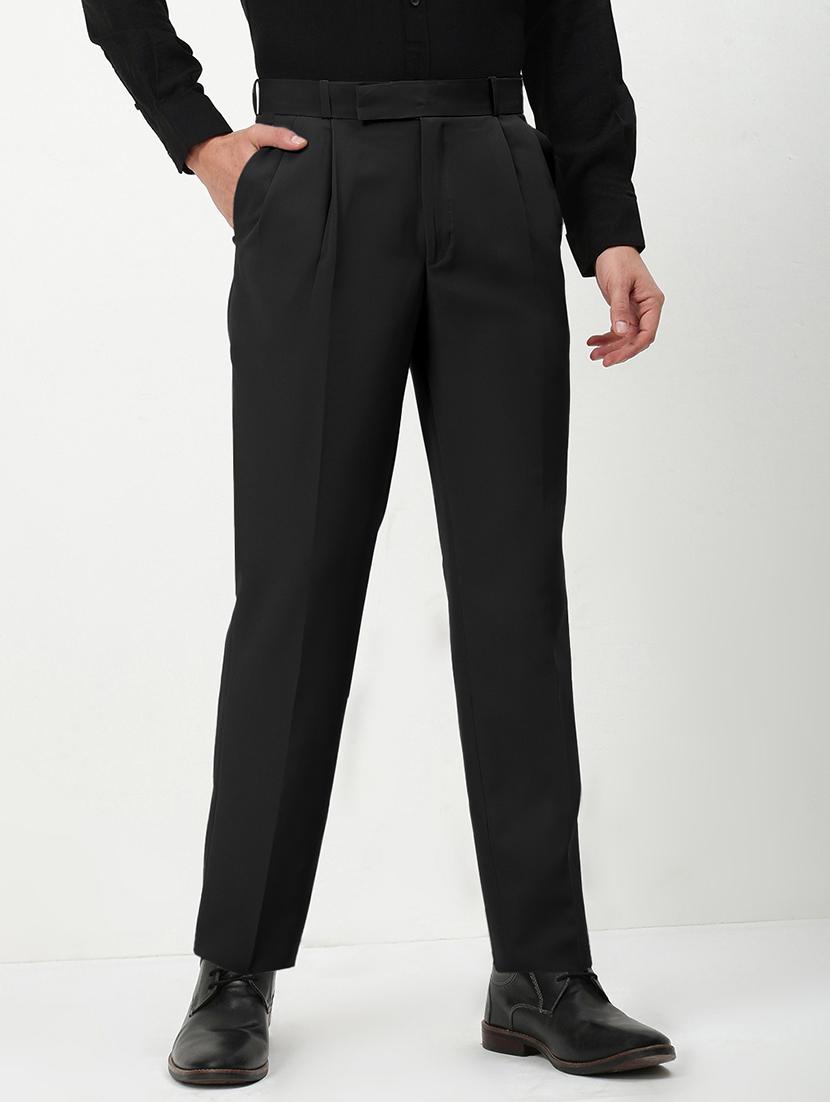 men solid mid rise pleated formal trouser - 21955940 -  Standard Image - 1
