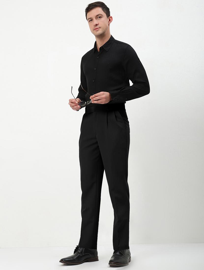 men solid mid rise pleated formal trouser - 21955940 - Standard Image - 6
