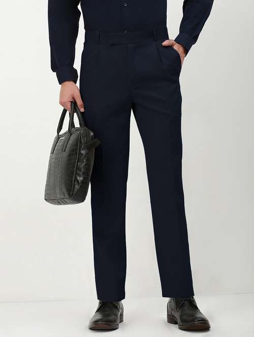 men solid mid rise pleated formal trouser - 21955941 -  Standard Image - 0