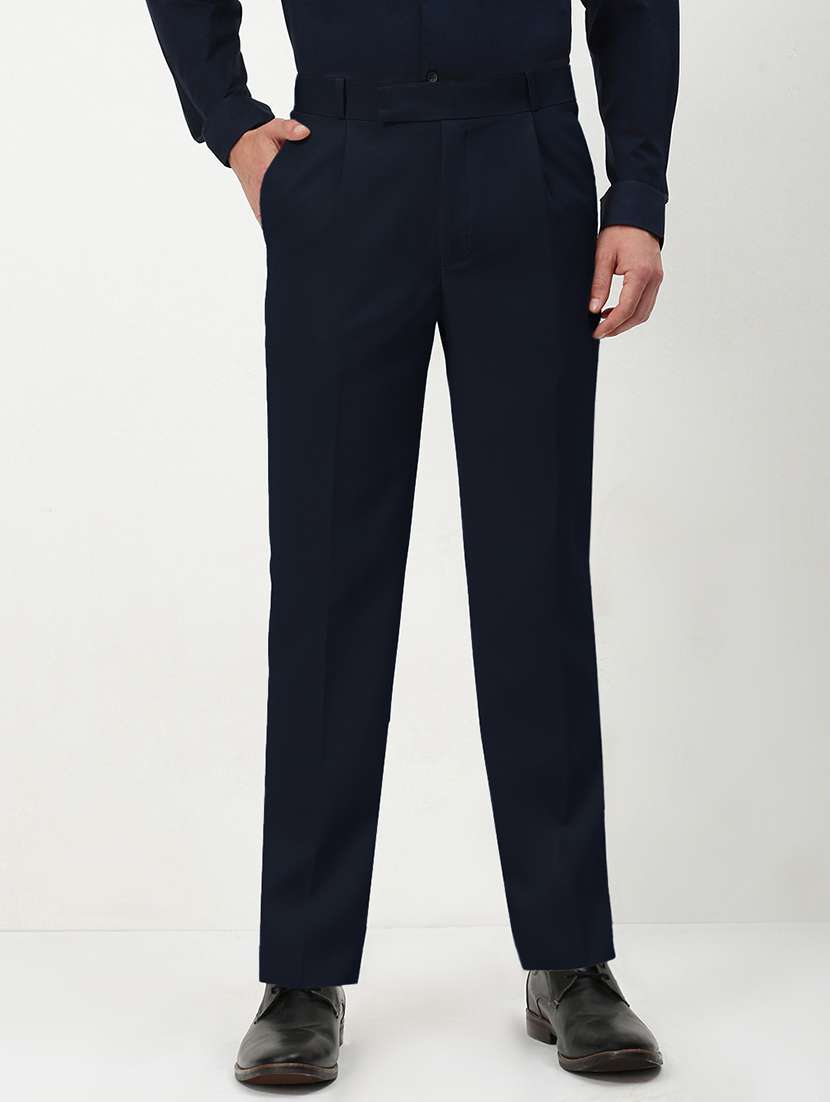 men solid mid rise pleated formal trouser - 21955941 -  Standard Image - 1
