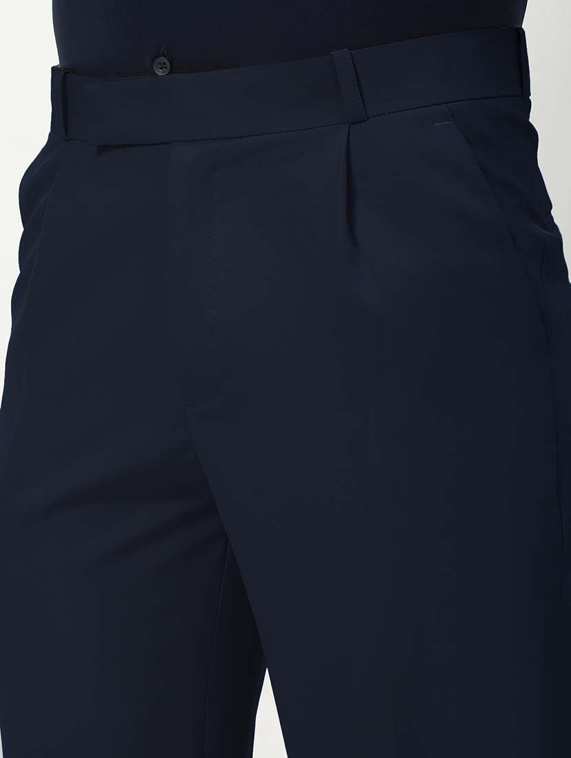 men solid mid rise pleated formal trouser - 21955941 - Standard Image - 4