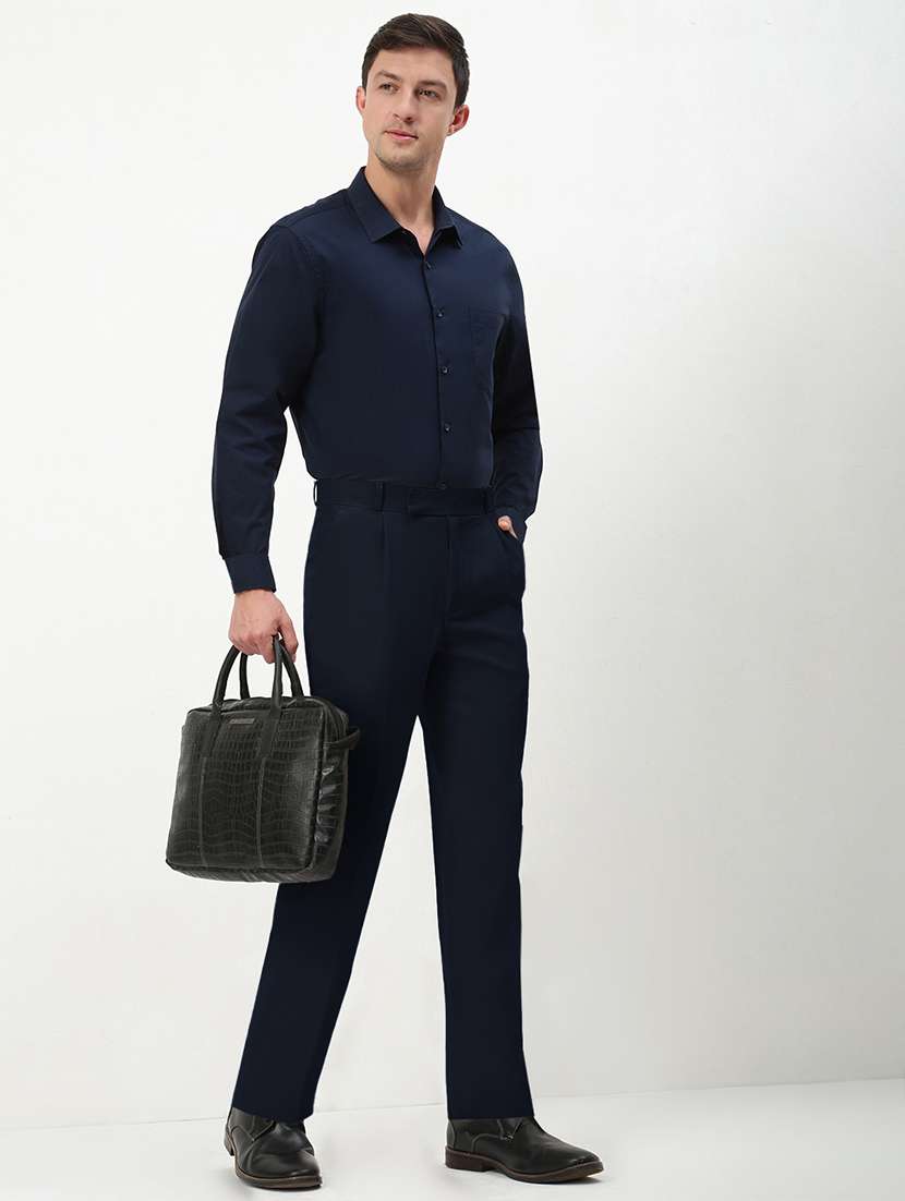 men solid mid rise pleated formal trouser - 21955941 - Standard Image - 6