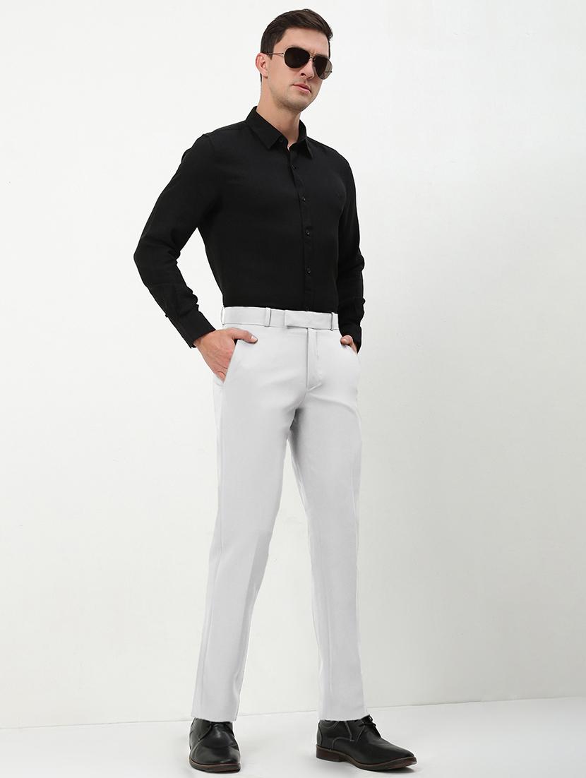 men solid mid rise flat front formal trouser - 21955942 - Standard Image - 6