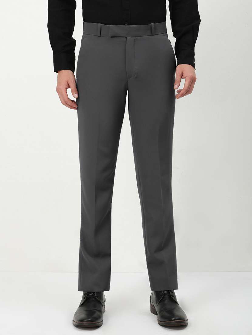 men solid mid rise flat front formal trouser - 21955943 -  Standard Image - 1