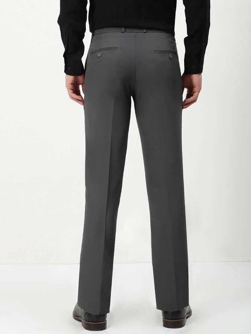 men solid mid rise flat front formal trouser - 21955943 -  Standard Image - 4