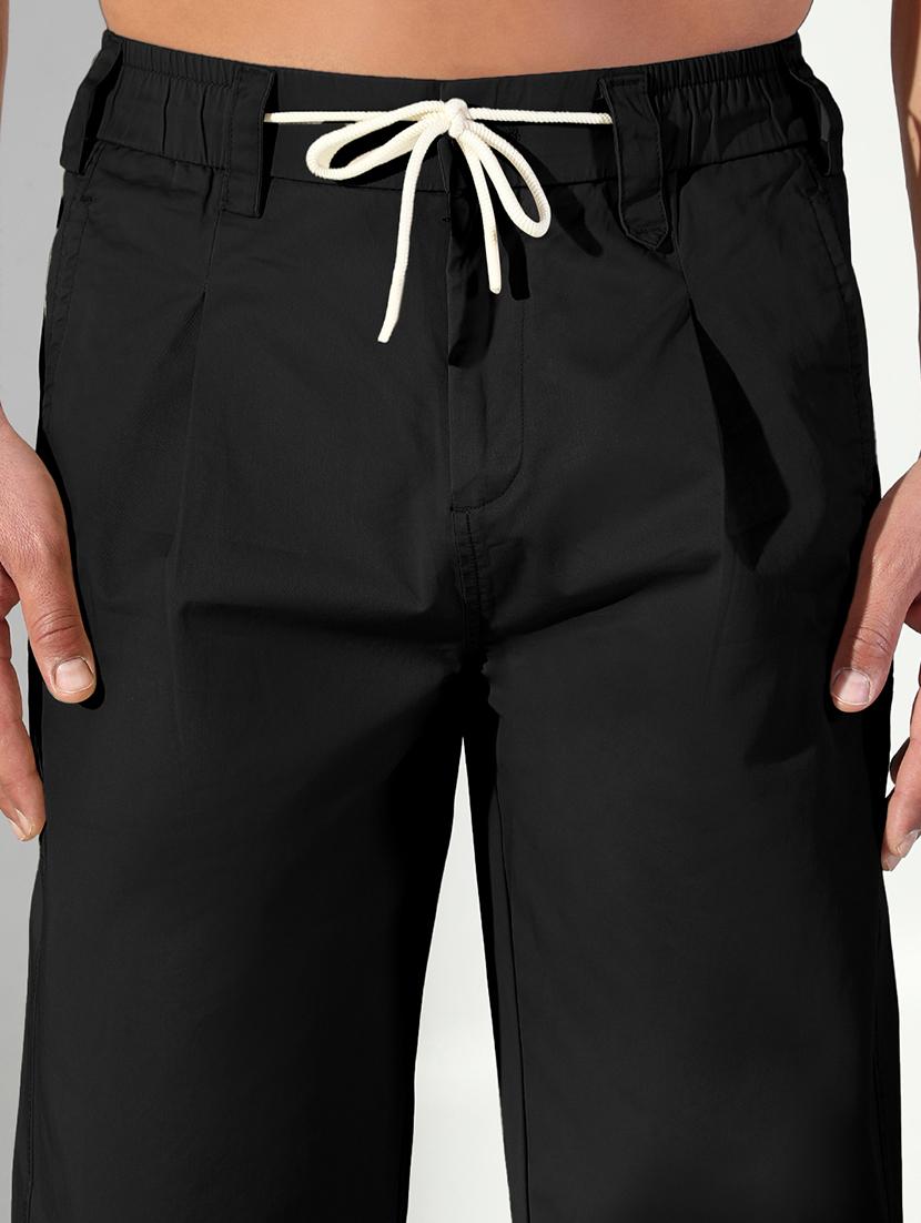 men black solid straight fit casual trouser - 21955948 - Standard Image - 4