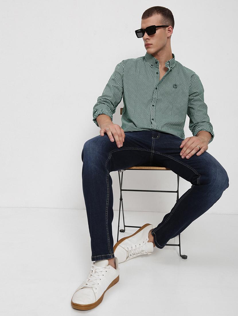 men checkered collared long sleeve shirt - 21955949 - Standard Image - 1