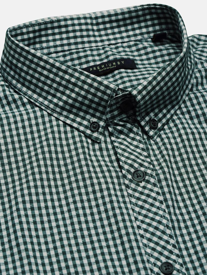 men checkered collared long sleeve shirt - 21955949 - Standard Image - 6