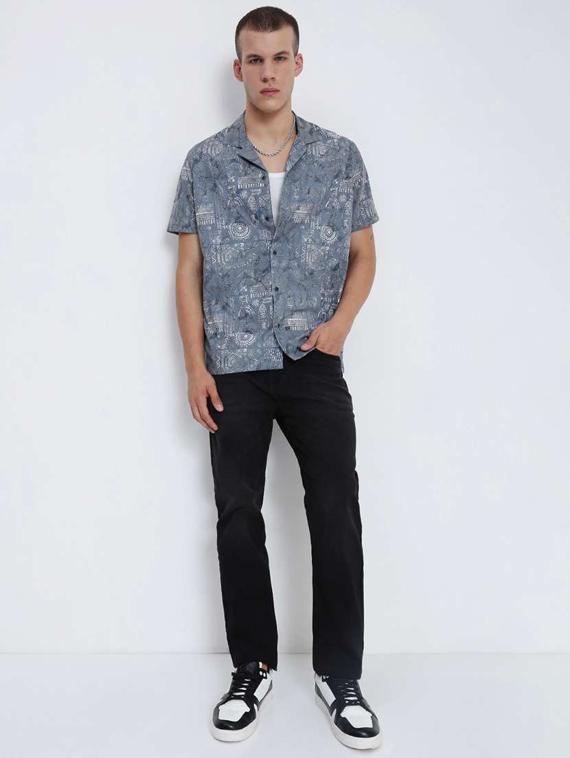 men printed cuban collared short sleeve shirt - 21955955 -  Standard Image - 6