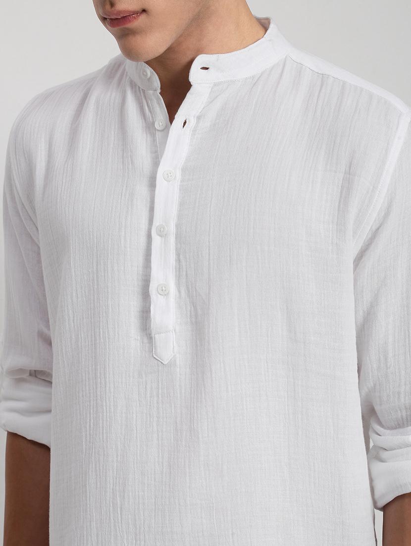 men solid mandarin collared long sleeve kurta - 21955958 - Standard Image - 4