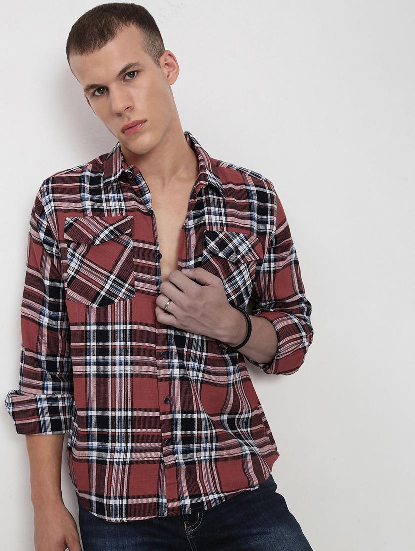 men checkered collared long sleeve shirt - 21955959 - Zoom Image - 0
