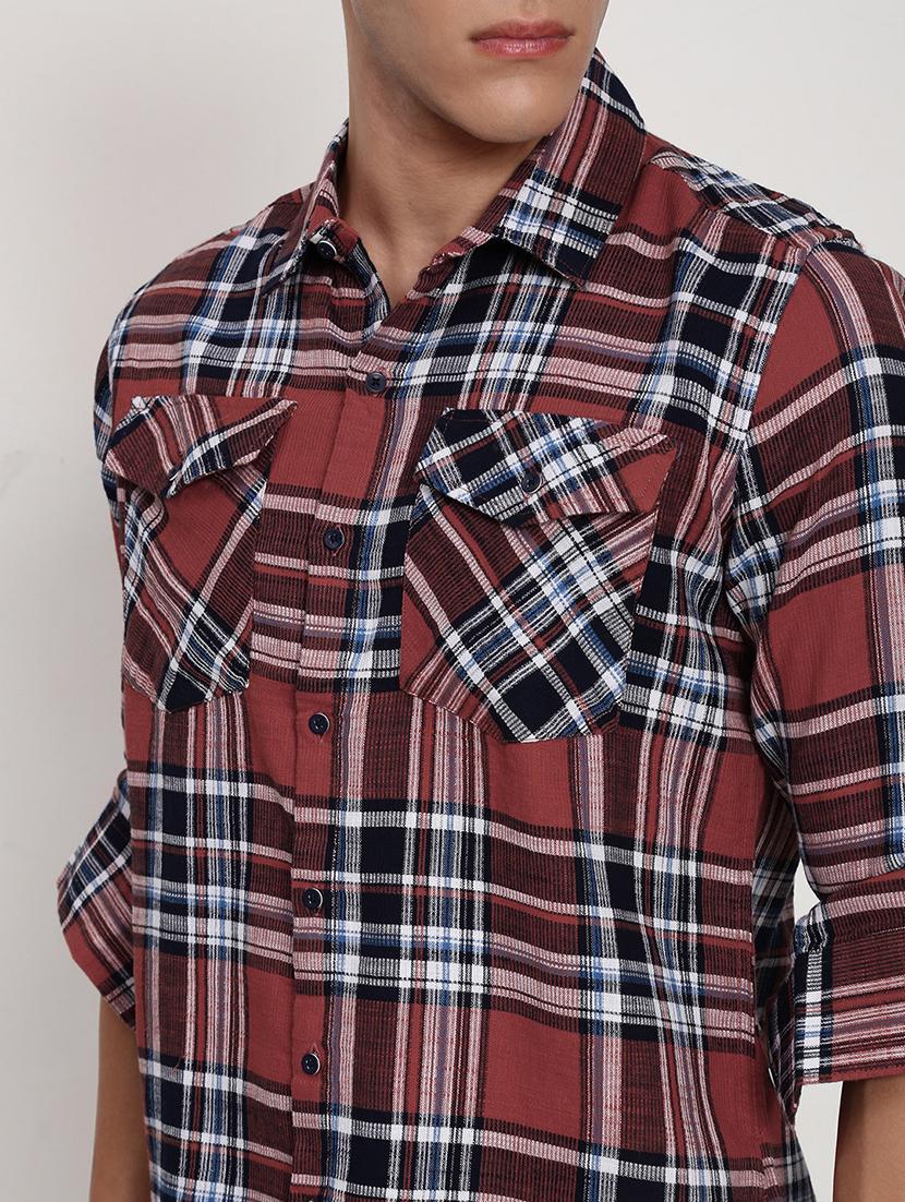 men checkered collared long sleeve shirt - 21955959 - Standard Image - 4